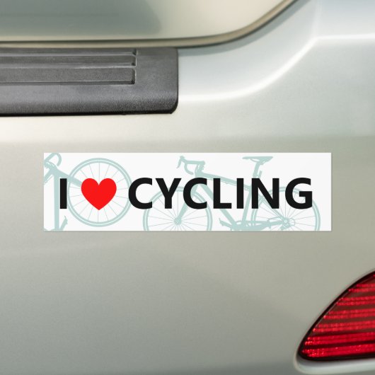 I Heart Cycling Cool Fun Schattige Fietsliefde Bumpersticker (Op auto)