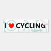 I Heart Cycling Cool Fun Schattige Fietsliefde Bumpersticker (Voorkant)