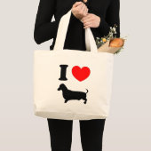 I Heart Dachshund Grote Tote Bag (Voorkant (product))