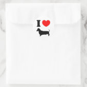 I Heart Dachshund Ronde Sticker (Tas)