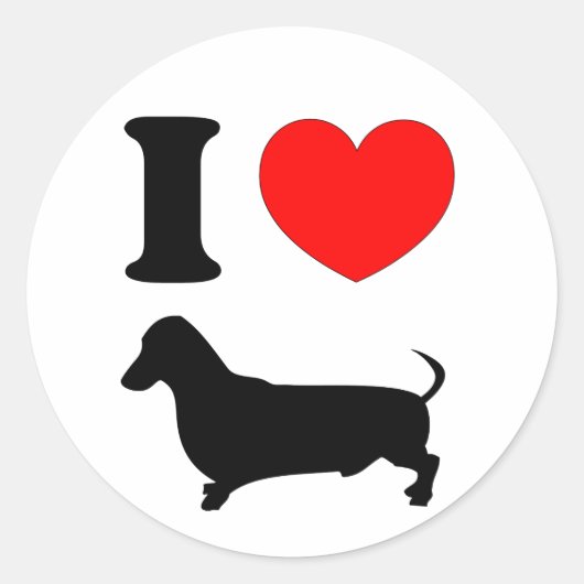 I Heart Dachshund Ronde Sticker (Voorkant)