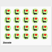 I Heart Dachshund Ronde Sticker (Vel)