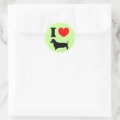 I Heart Dachshund Ronde Sticker (Tas)