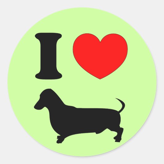 I Heart Dachshund Ronde Sticker (Voorkant)