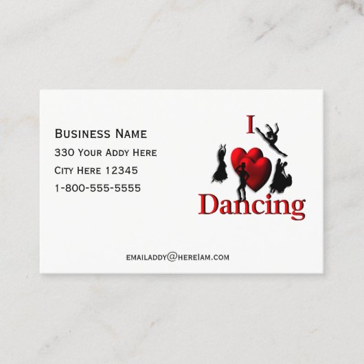 I Heart Dansen Danskaart Visitekaartje (Voorkant)
