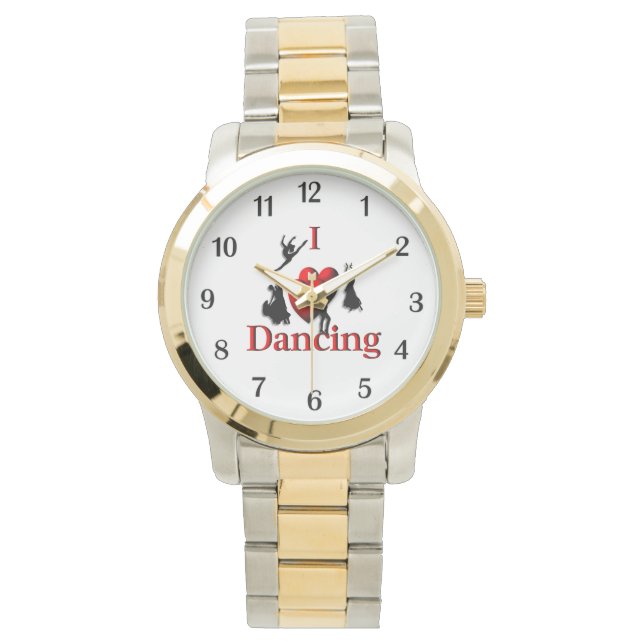 I Heart Dansende Black Numbers Horloge (Voorkant)