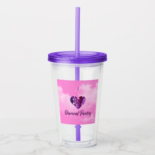 I Heart Diamond Painting 16 Oz Tumbler Acryl Drinkbeker (Voorkant)