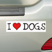 I HEART DOGS BUMPERSTICKER (Op auto)