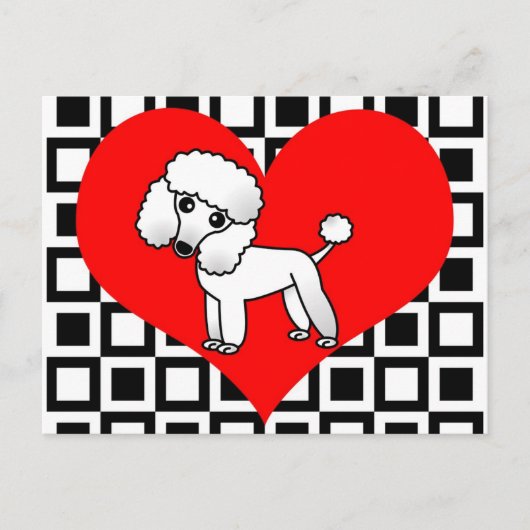 I Heart Dogs - White Poodle Briefkaart (Voorkant)
