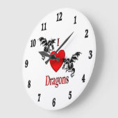I Heart Dragons Black Numbers Grote Klok (Hoek)