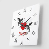 I Heart Dragons Black Roman Numerals Vierkante Klok (Hoek)