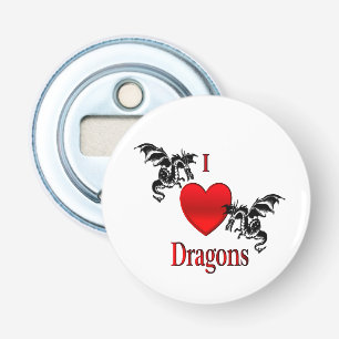 I Heart Dragons Button Flesopener