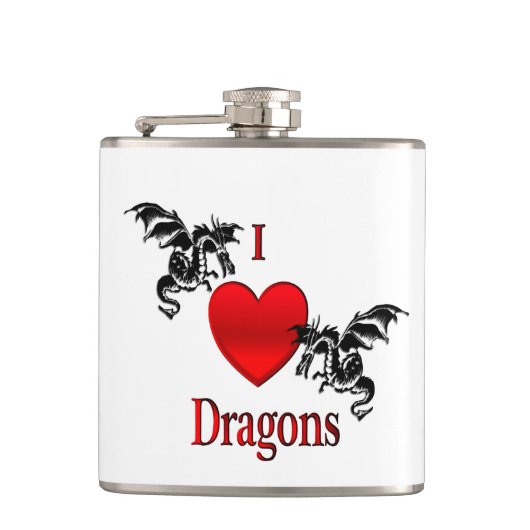 I Heart Dragons Heupfles (Voorkant)