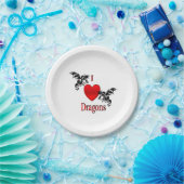I Heart Dragons Papieren Bordje (Feest)
