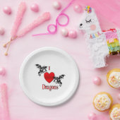 I Heart Dragons Papieren Bordje (Feest)