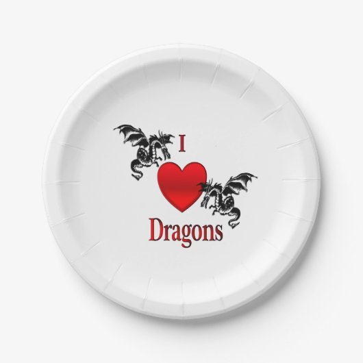 I Heart Dragons Papieren Bordje (Voorkant)