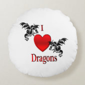 I Heart Dragons Rond Kussen (Voorkant)