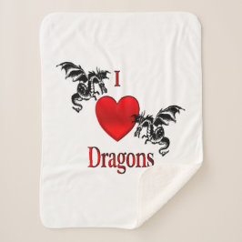 I Heart Dragons Sherpa Deken