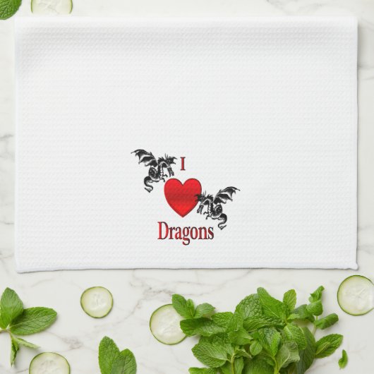 I Heart Dragons Theedoek (Gevouwen)