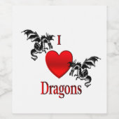 I Heart Dragons Wijn Etiket (Enkel label)