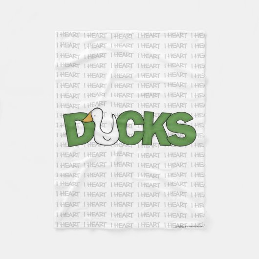 I Heart Ducks Fleece Deken (Voorkant)