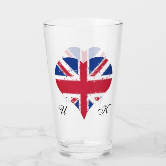 I Heart Engeland UK Britse vlaggen pint Glas (Achterkant)