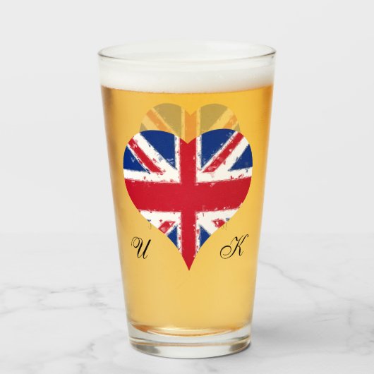 I Heart Engeland UK Britse vlaggen pint Glas (Voorkant gevuld)