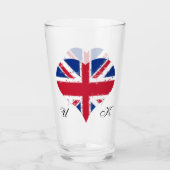 I Heart Engeland UK Britse vlaggen pint Glas (Voorkant)