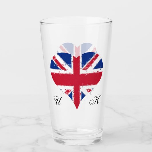 I Heart Engeland UK Britse vlaggen pint Glas (Voorkant)