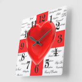 I Heart England Vlag van St. George Patriotic Vierkante Klok (Hoek)