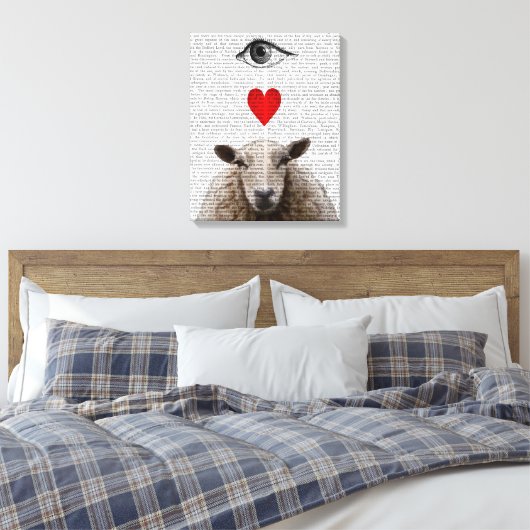 I Heart Ewe Canvas Afdruk (Insitu (Slaapkamer))