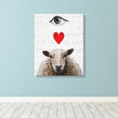 I Heart Ewe Canvas Afdruk (Insitu (Houten vloer))