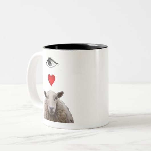 I Heart Ewe Tweekleurige Koffiemok (Voorkant links)
