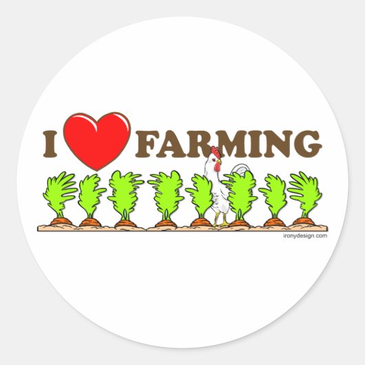 I Heart Farming Ronde Sticker (Voorkant)