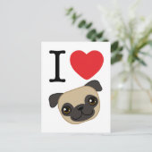 I Heart Fawn Pugs Briefkaart (Staand voorkant)