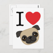 I Heart Fawn Pugs Briefkaart (Voorkant / Achterkant)