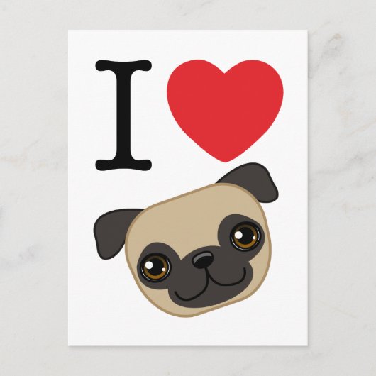 I Heart Fawn Pugs Briefkaart (Voorkant)