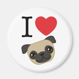 I Heart Fawn Pugs Magneet