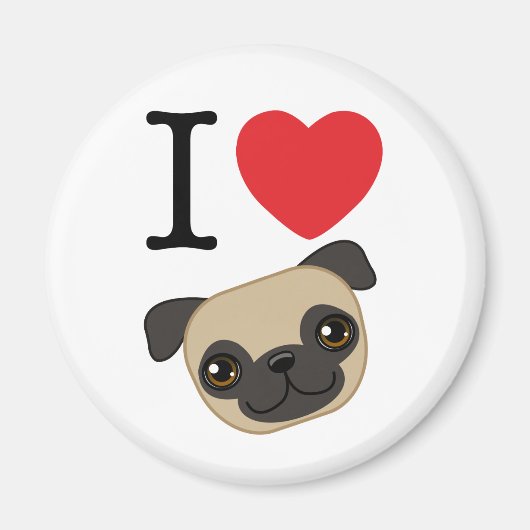 I Heart Fawn Pugs Magneet (Voorkant)