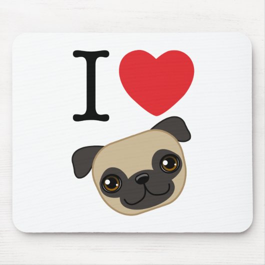 I Heart Fawn Pugs Muismat (Voorkant)