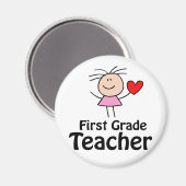 I Heart First Grade Teacher Magneet (Voorkant / Achterkant)