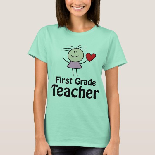 I Heart First Grade Teacher T-shirt (Voorkant)