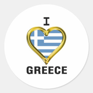 I Heart Flag Greece Ronde Sticker