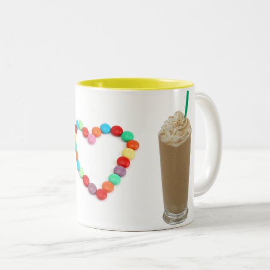 I Heart Frappuccinos Tweekleurige Koffiemok (Voorkant rechts)