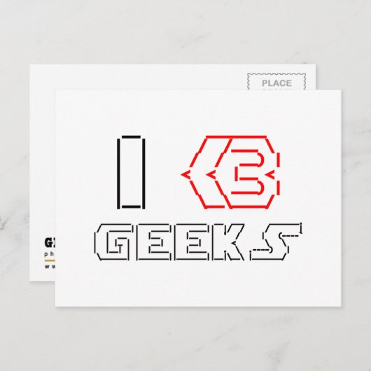I Heart Geeks ASCII ART Briefkaart (Voorkant / Achterkant)