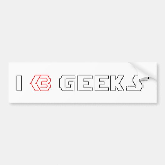 I Heart Geeks ASCII ART Bumpersticker (Voorkant)