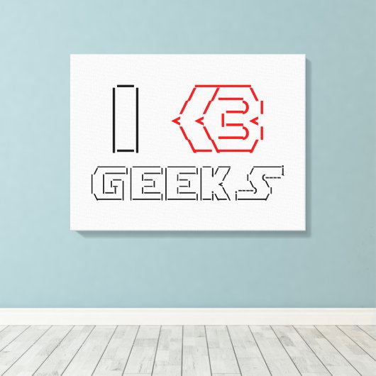 I Heart Geeks ASCII ART Canvas Afdruk (Insitu (Houten vloer))
