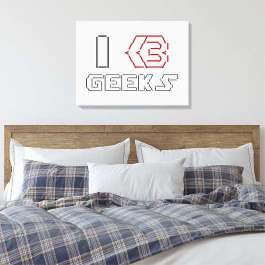 I Heart Geeks ASCII ART Canvas Afdruk (Insitu (Slaapkamer))