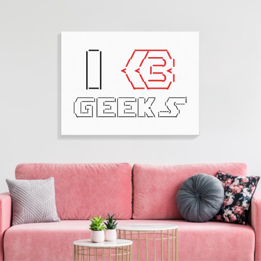 I Heart Geeks ASCII ART Canvas Afdruk (Insitu (Woonkamer))
