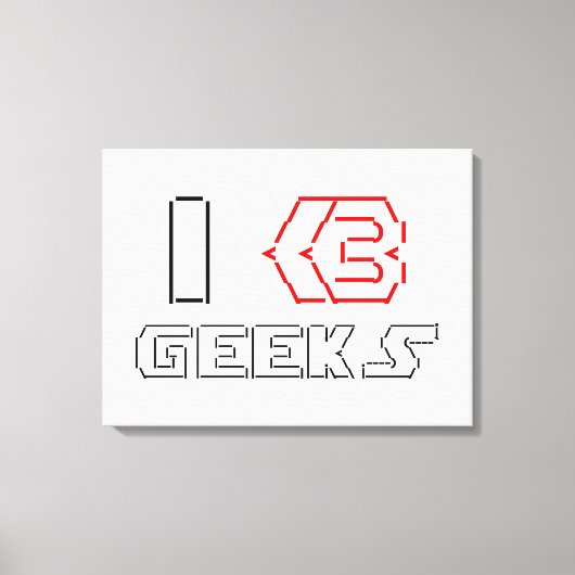 I Heart Geeks ASCII ART Canvas Afdruk (Voorkant)